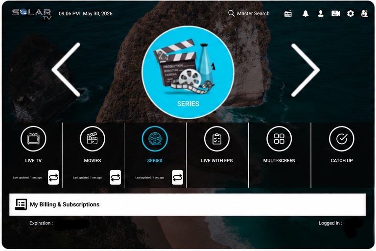 SolarTV.live home screen