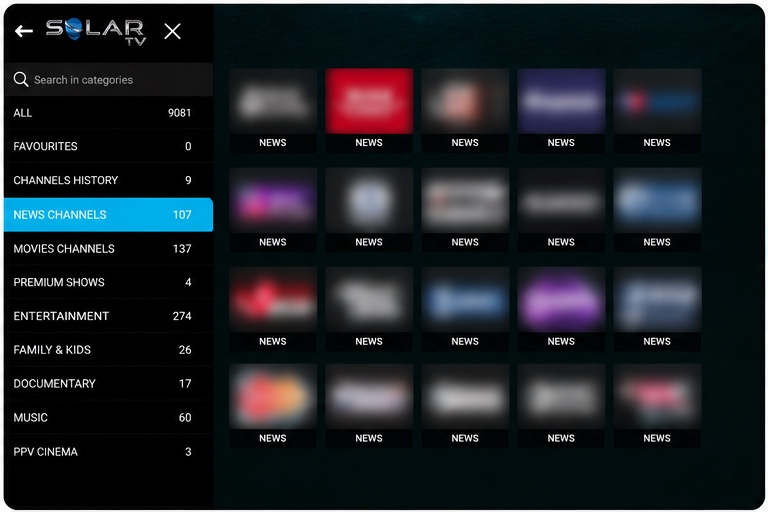 SolarTV.live live TV screen